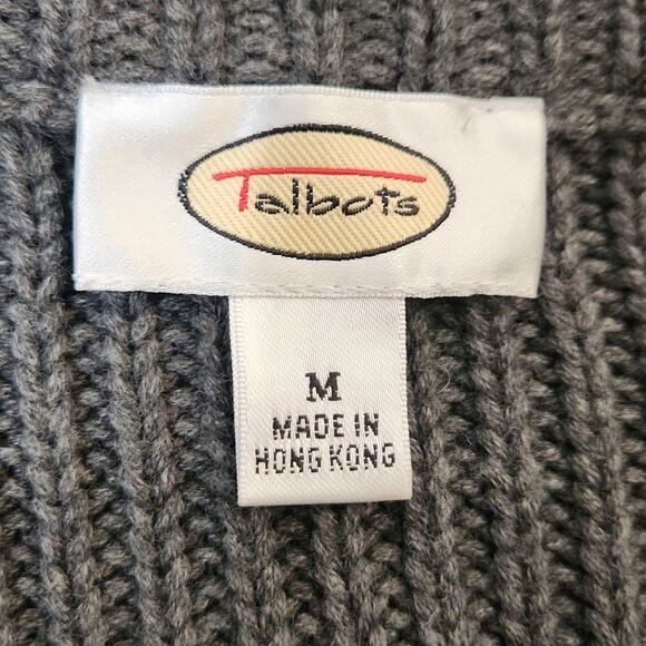 Vintage Talbots Wonens Gray Sweater Size Med Toggle Buttons Bell Sleeves Neutral - Picture 6 of 8